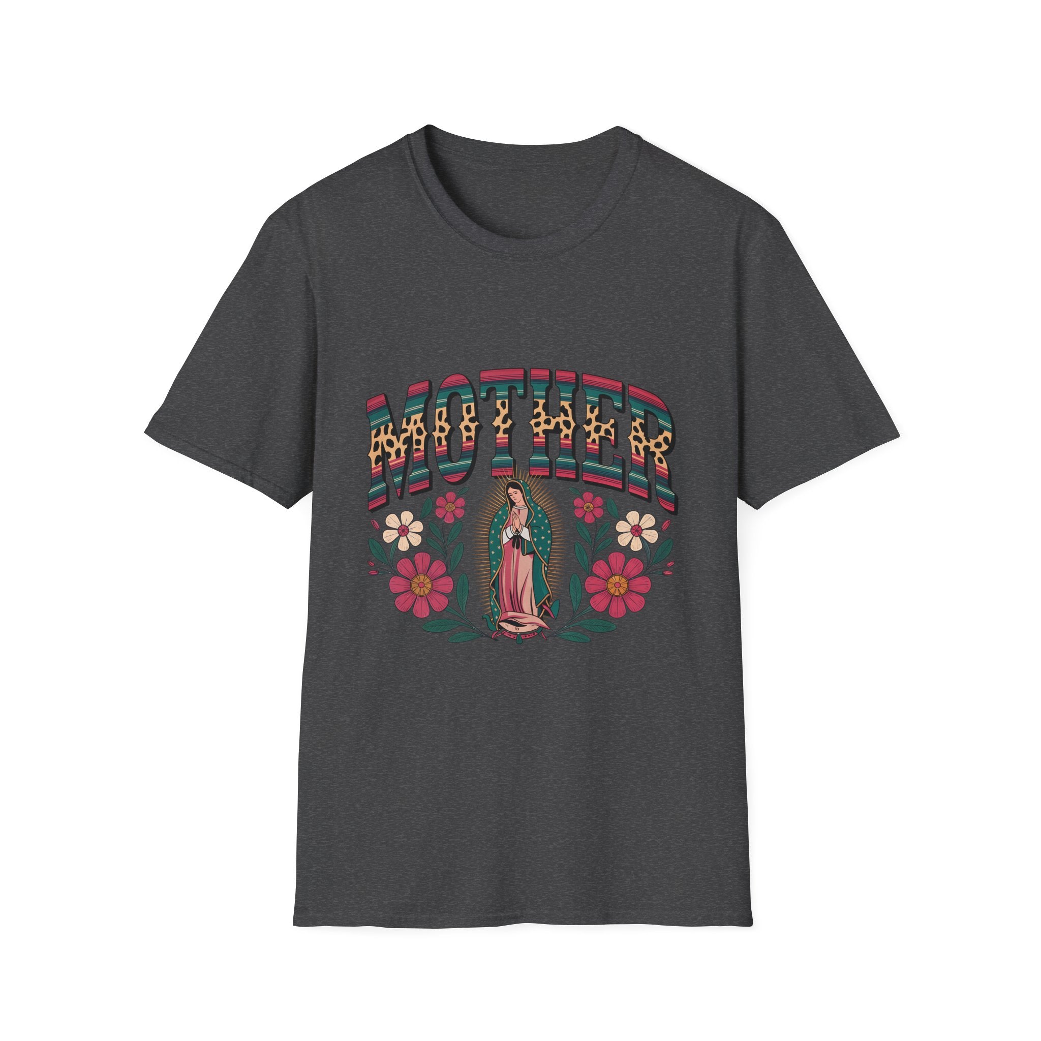 Mother Virgin Mary Floral T-Shirt — Religious Mom Gift for Mother’s Day