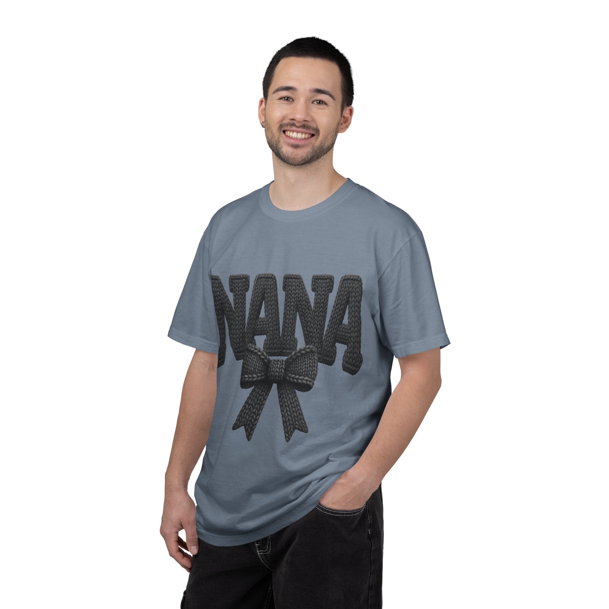 Nana Bow T-Shirt — Vintage Knit Lettering Grandma Gift