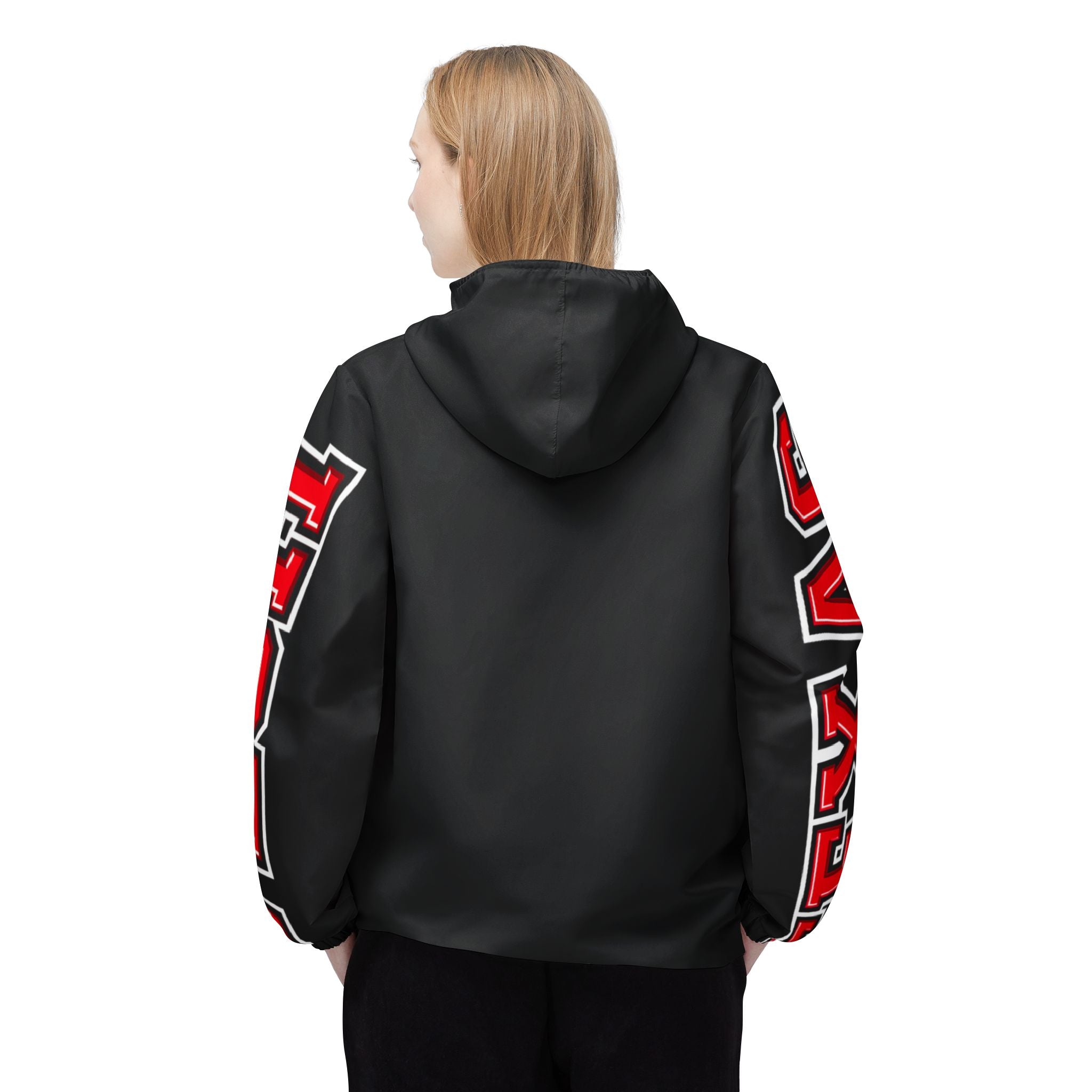 Cowboy Mascot Windbreaker Jacket — Bold Black AOP Sports Hoodie