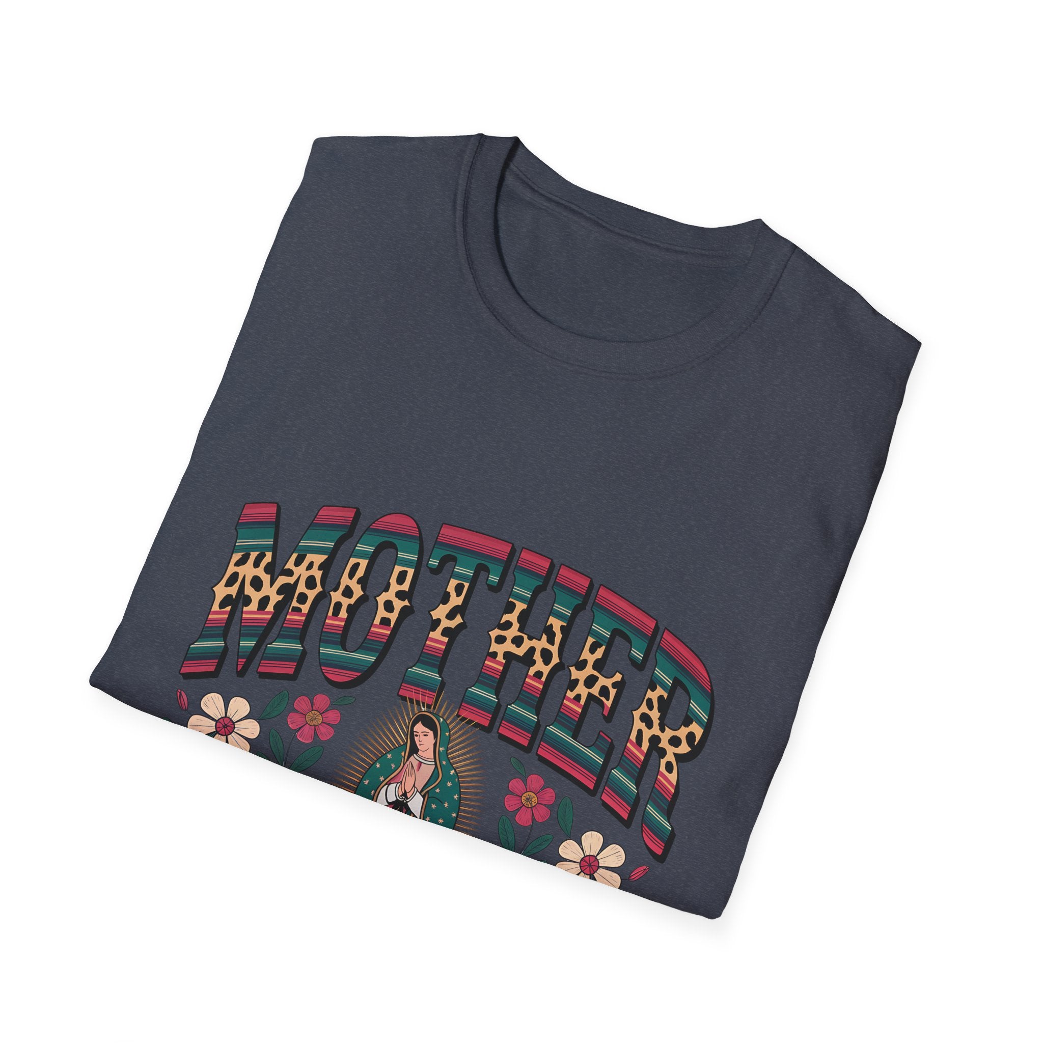Mother Virgin Mary Floral T-Shirt — Religious Mom Gift for Mother’s Day