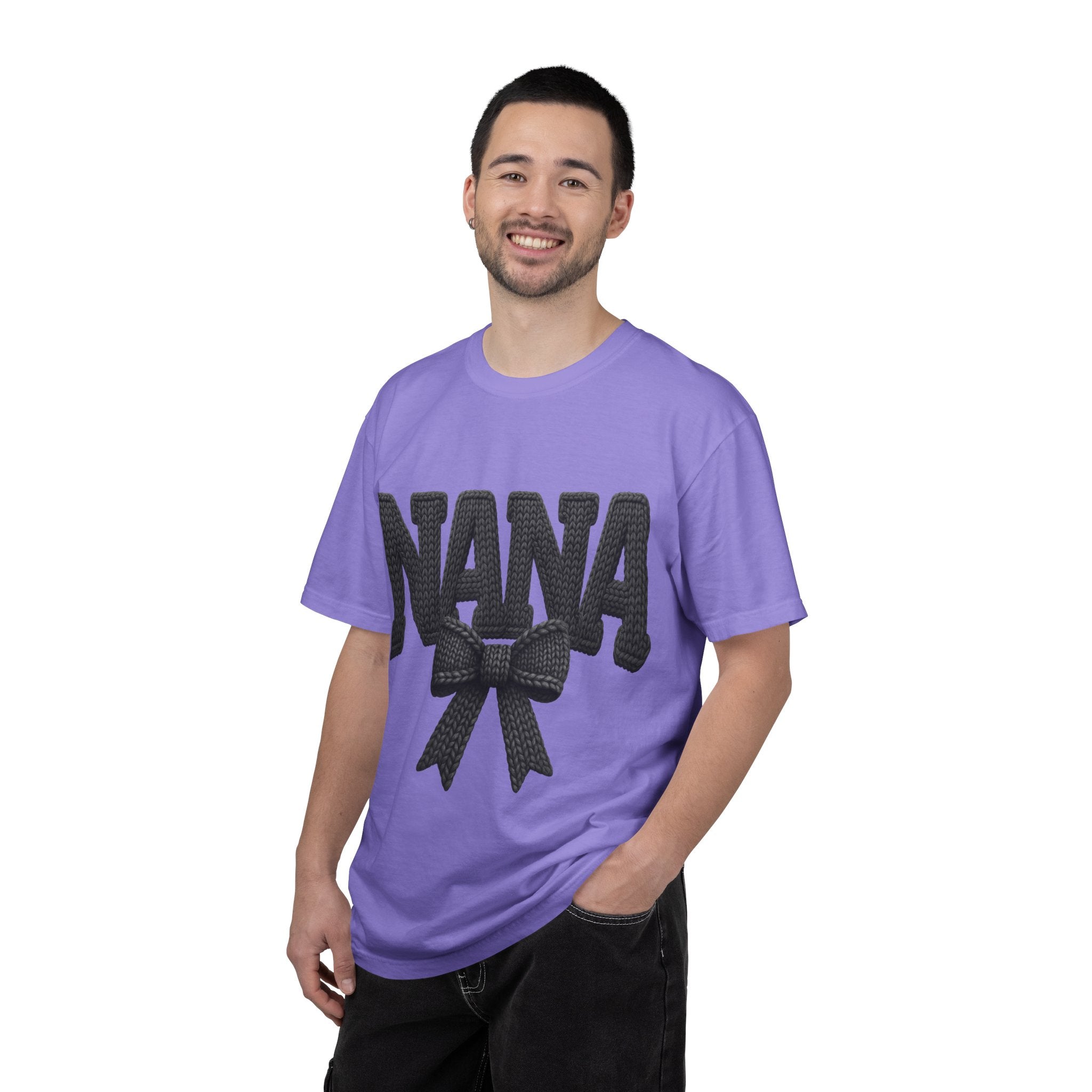 Nana Bow T-Shirt — Vintage Knit Lettering Grandma Gift