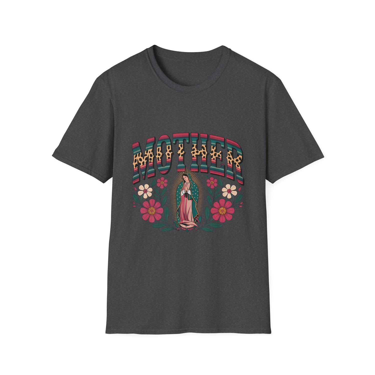 Mother Virgin Mary Floral T-Shirt — Religious Mom Gift for Mother’s Day