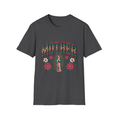Mother Virgin Mary Floral T-Shirt — Religious Mom Gift for Mother’s Day