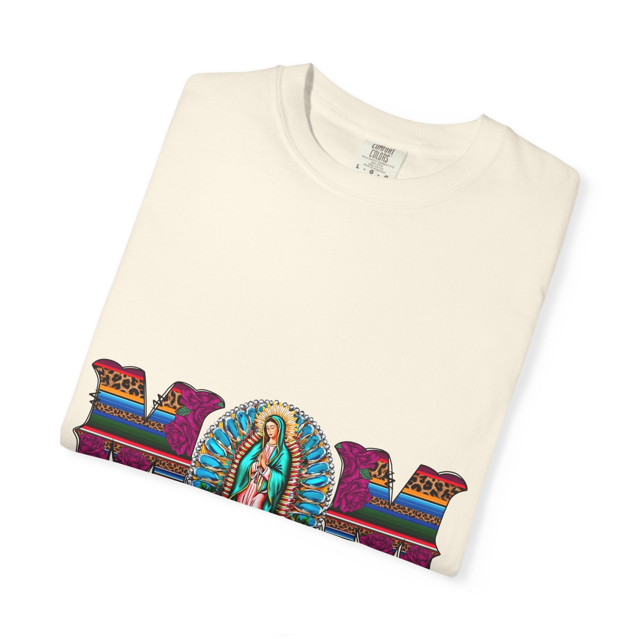 Mom T‑Shirt with Virgen de Guadalupe Floral Serape Design — Mother’s Day Gift