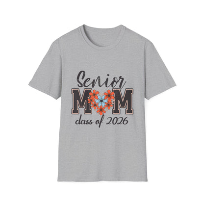 Senior Mom T-Shirt - Class of 2026 Floral Heart