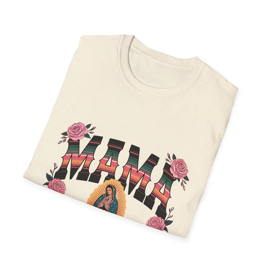 Mama Virgen de Guadalupe T-Shirt — Floral Rosary Mother's Day Tee
