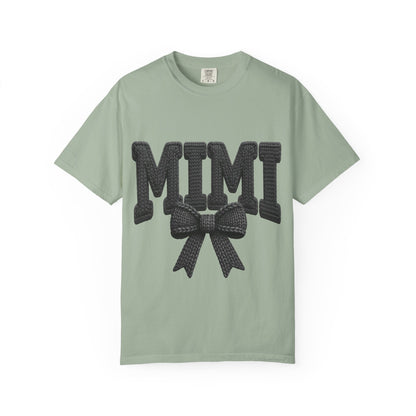 Mimi Bow T‑Shirt — Retro Varsity Lettering with Ribbon