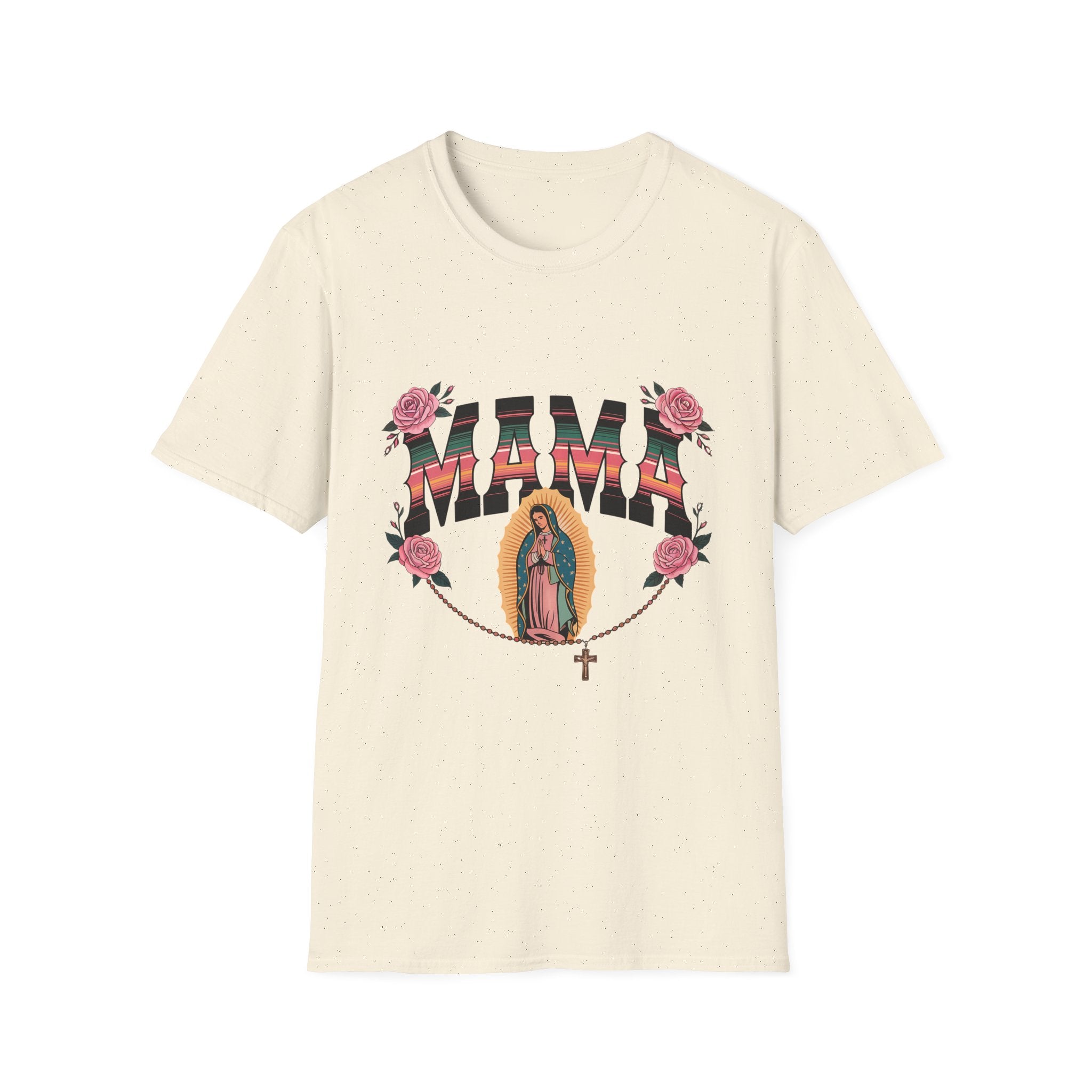 Mama Virgen de Guadalupe T-Shirt — Floral Rosary Mother's Day Tee