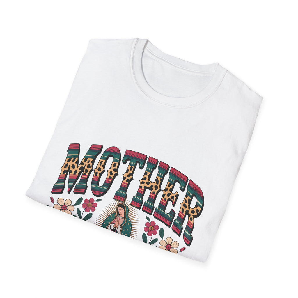 Mother Virgin Mary Floral T-Shirt — Religious Mom Gift for Mother’s Day