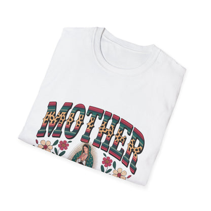 Mother Virgin Mary Floral T-Shirt — Religious Mom Gift for Mother’s Day
