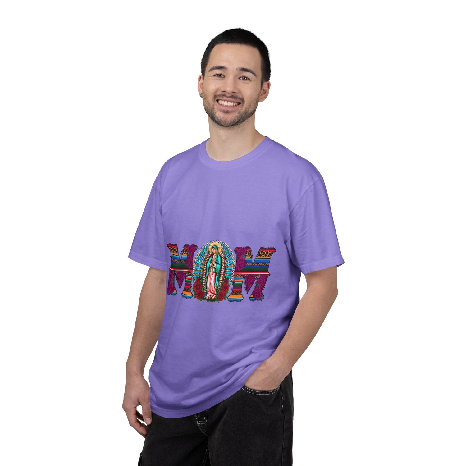 Mom T‑Shirt with Virgen de Guadalupe Floral Serape Design — Mother’s Day Gift