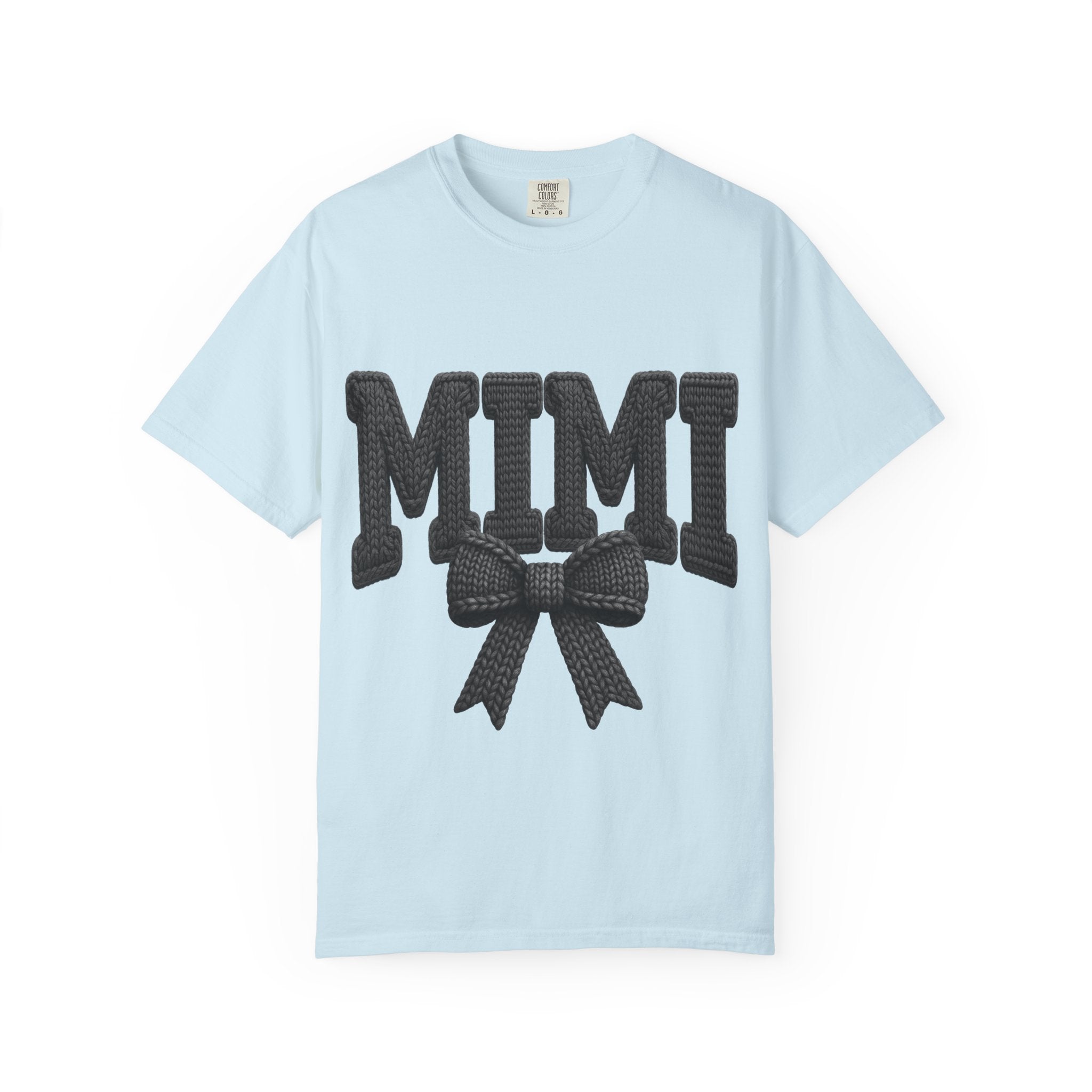 Mimi Bow T‑Shirt — Retro Varsity Lettering with Ribbon