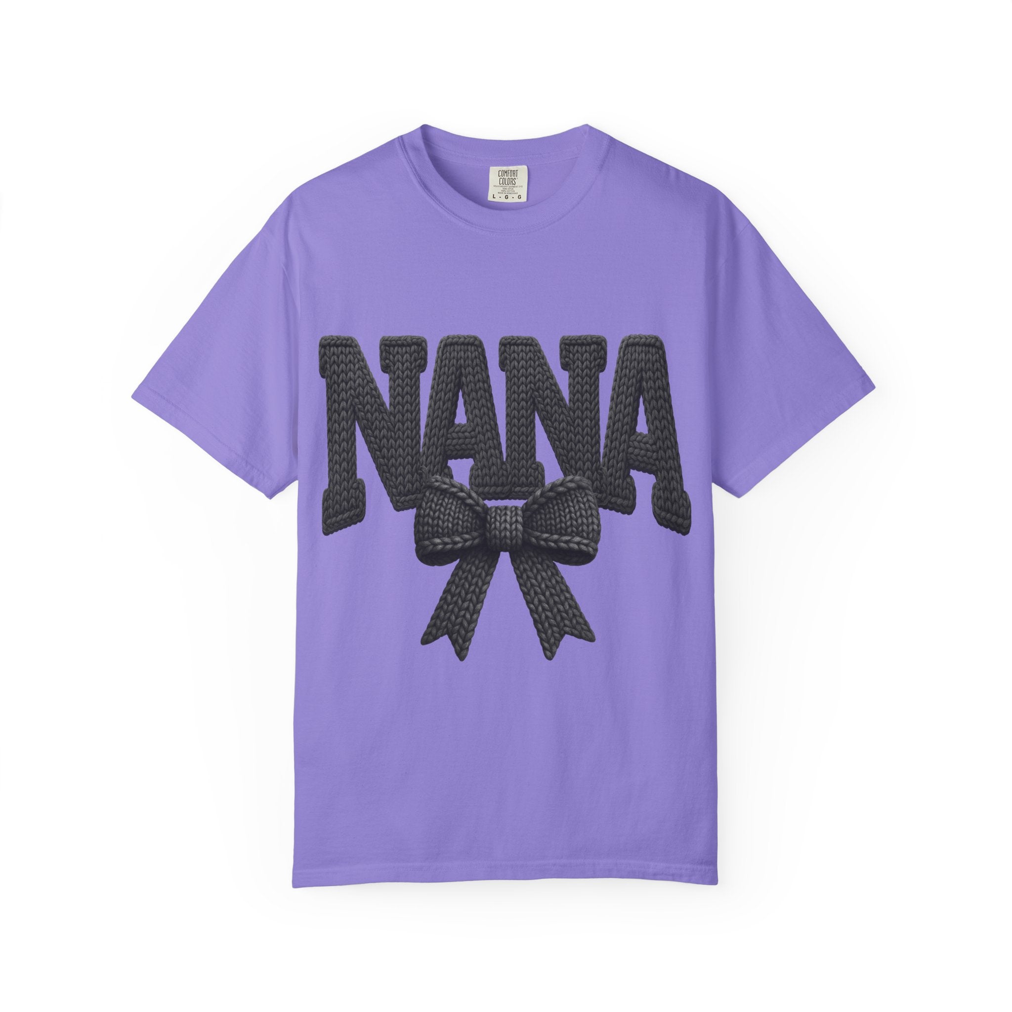Nana Bow T-Shirt — Vintage Knit Lettering Grandma Gift