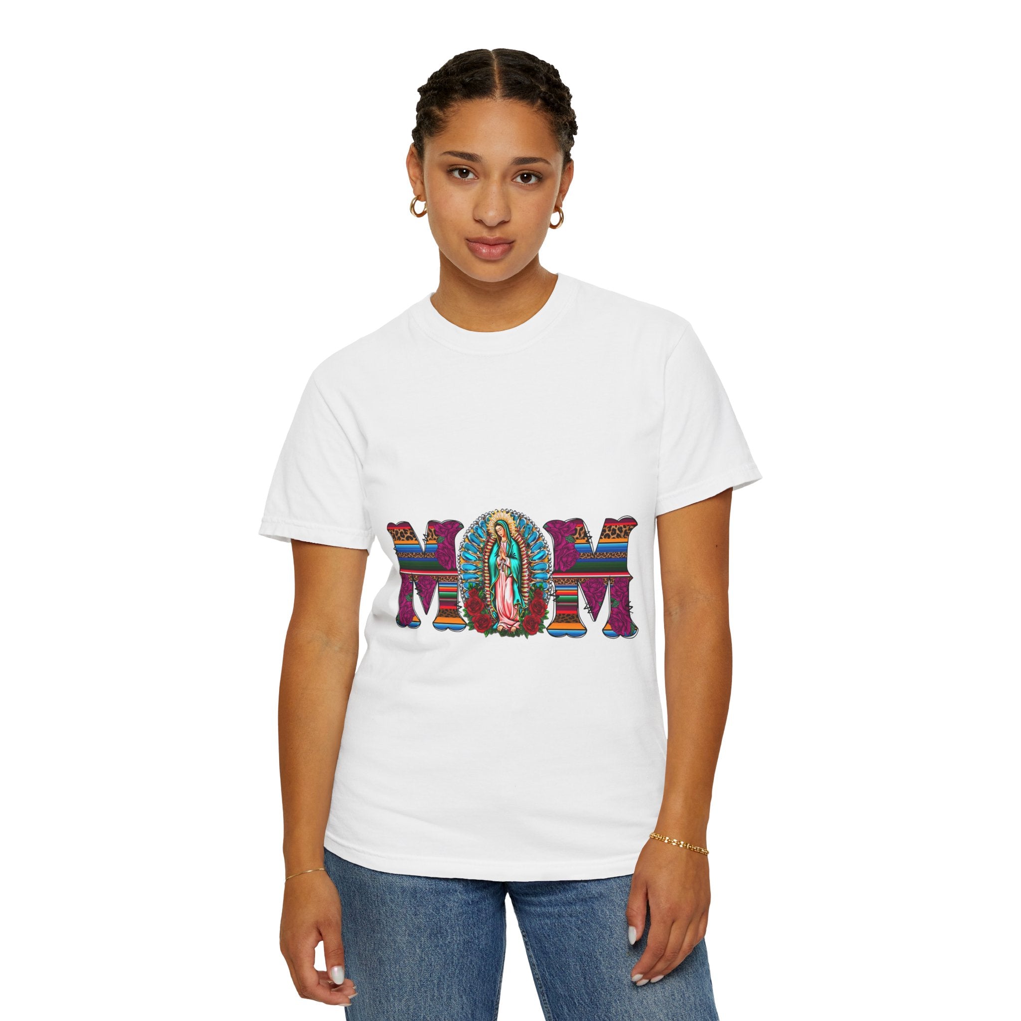Mom T‑Shirt with Virgen de Guadalupe Floral Serape Design — Mother’s Day Gift