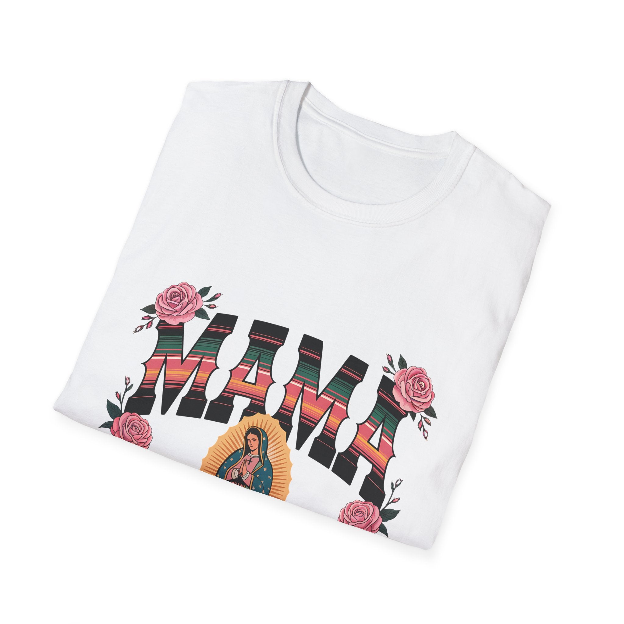 Mama Virgen de Guadalupe T-Shirt — Floral Rosary Mother's Day Tee