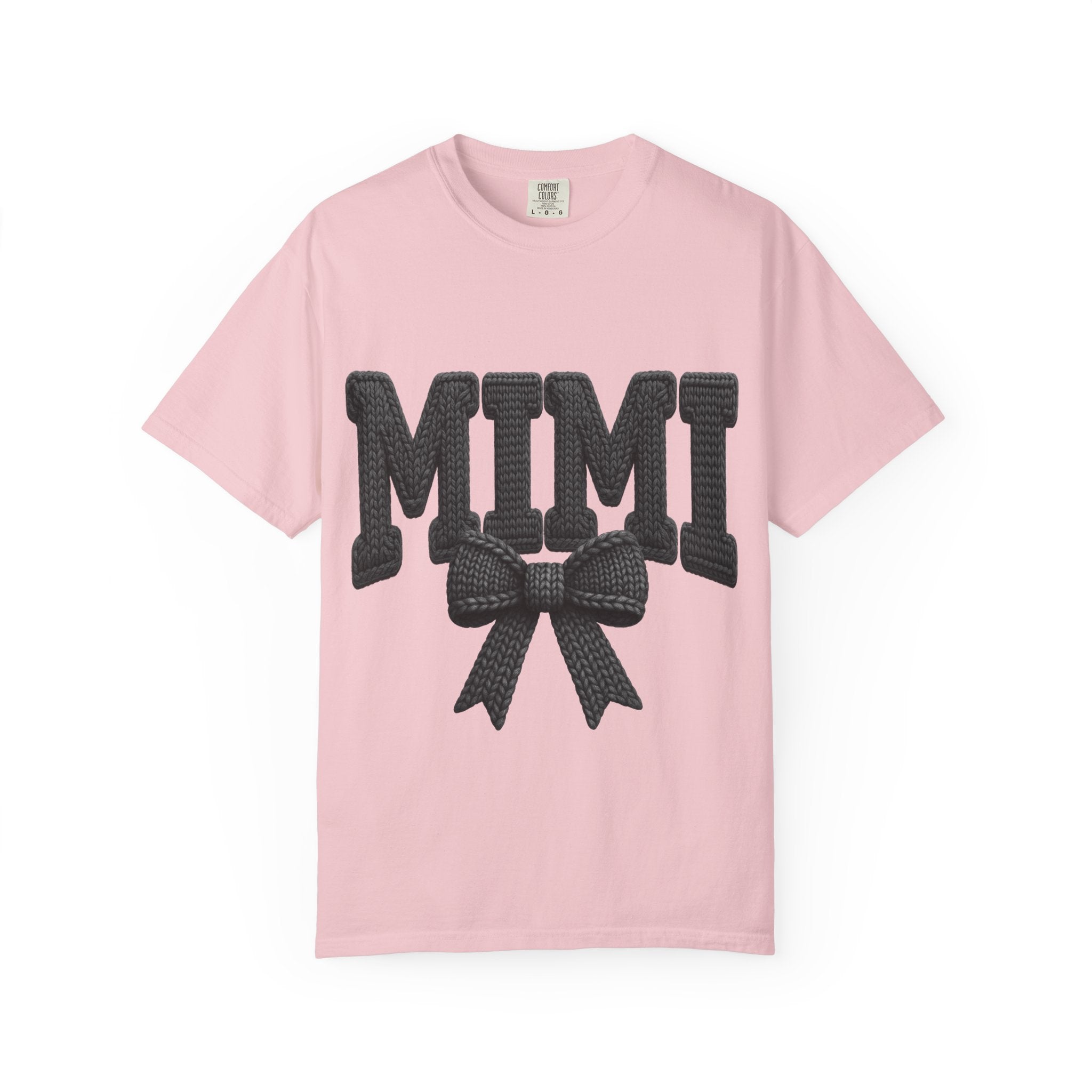 Mimi Bow T‑Shirt — Retro Varsity Lettering with Ribbon