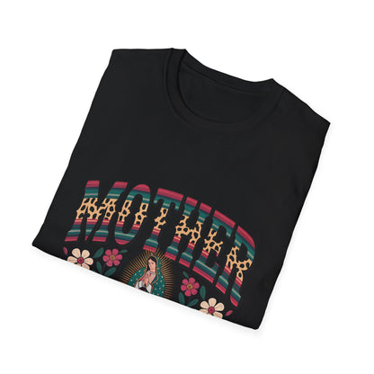 Mother Virgin Mary Floral T-Shirt — Religious Mom Gift for Mother’s Day