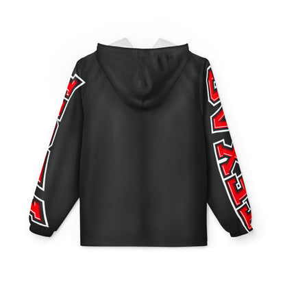 Cowboy Mascot Windbreaker Jacket — Bold Black AOP Sports Hoodie