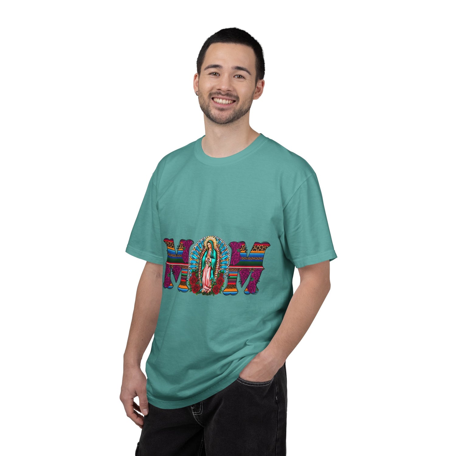 Mom T‑Shirt with Virgen de Guadalupe Floral Serape Design — Mother’s Day Gift