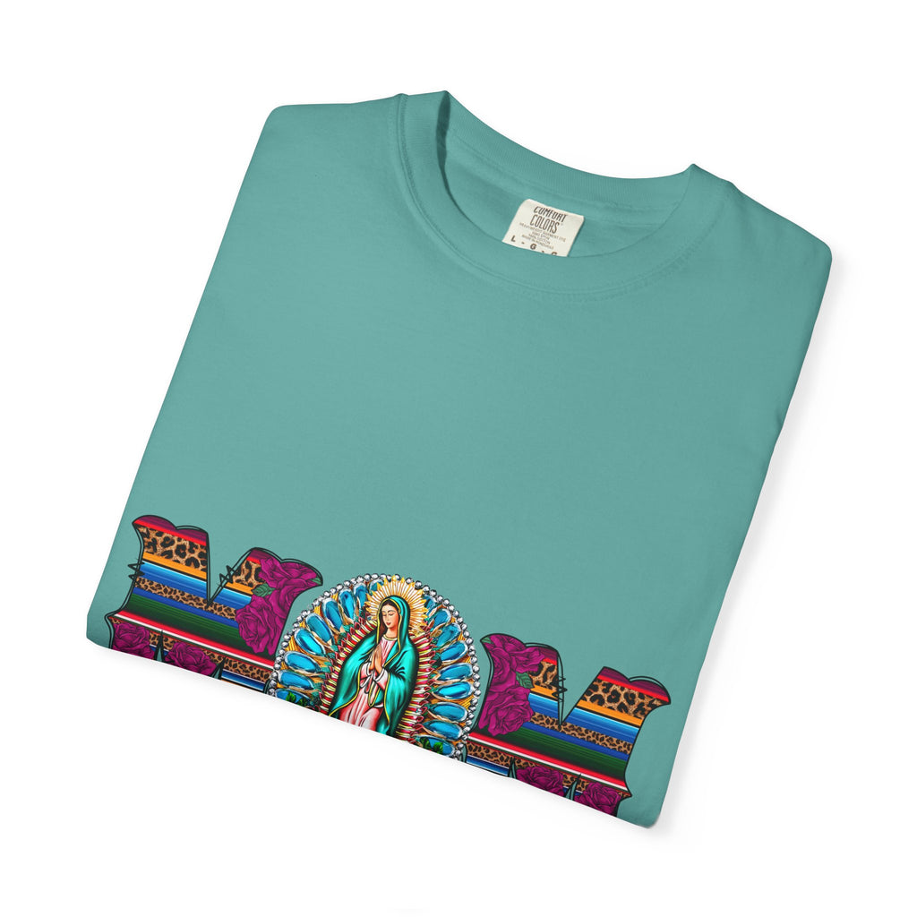 Mom T‑Shirt with Virgen de Guadalupe Floral Serape Design — Mother’s Day Gift