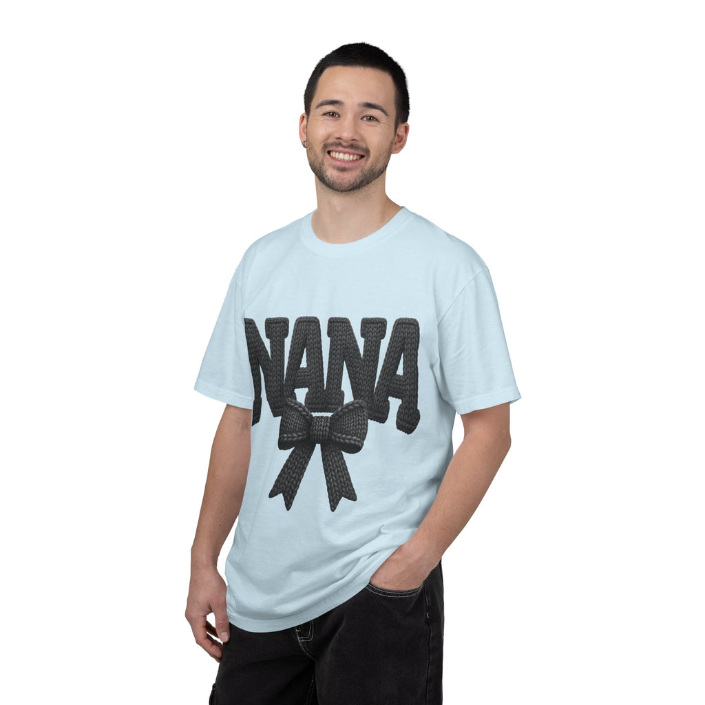 Nana Bow T-Shirt — Vintage Knit Lettering Grandma Gift