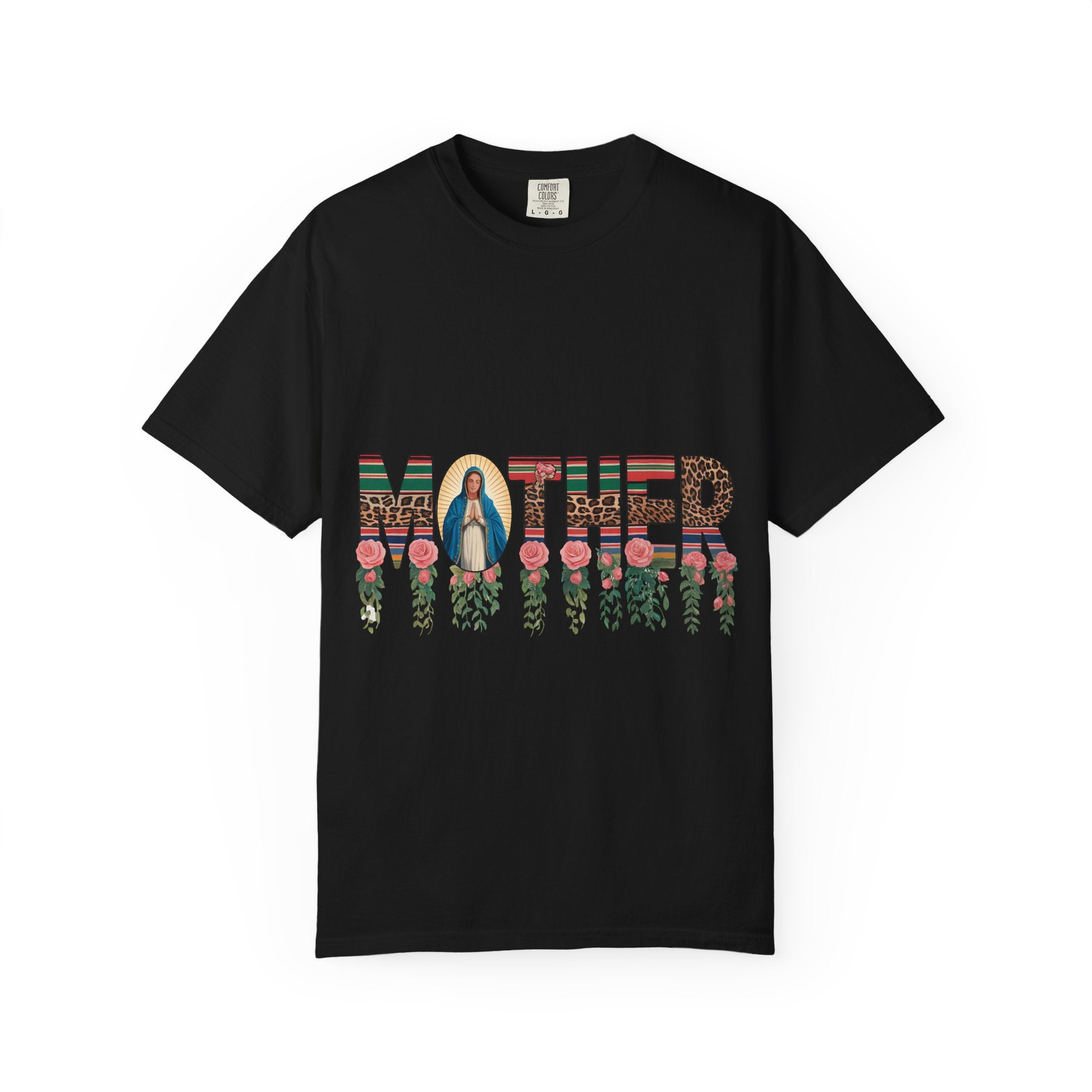 Mother Floral Graphic T‑Shirt — Virgen de Guadalupe Inspired