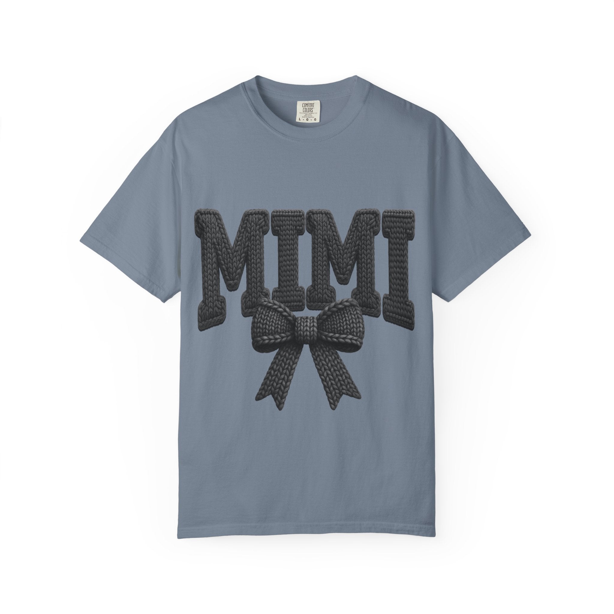 Mimi Bow T‑Shirt — Retro Varsity Lettering with Ribbon