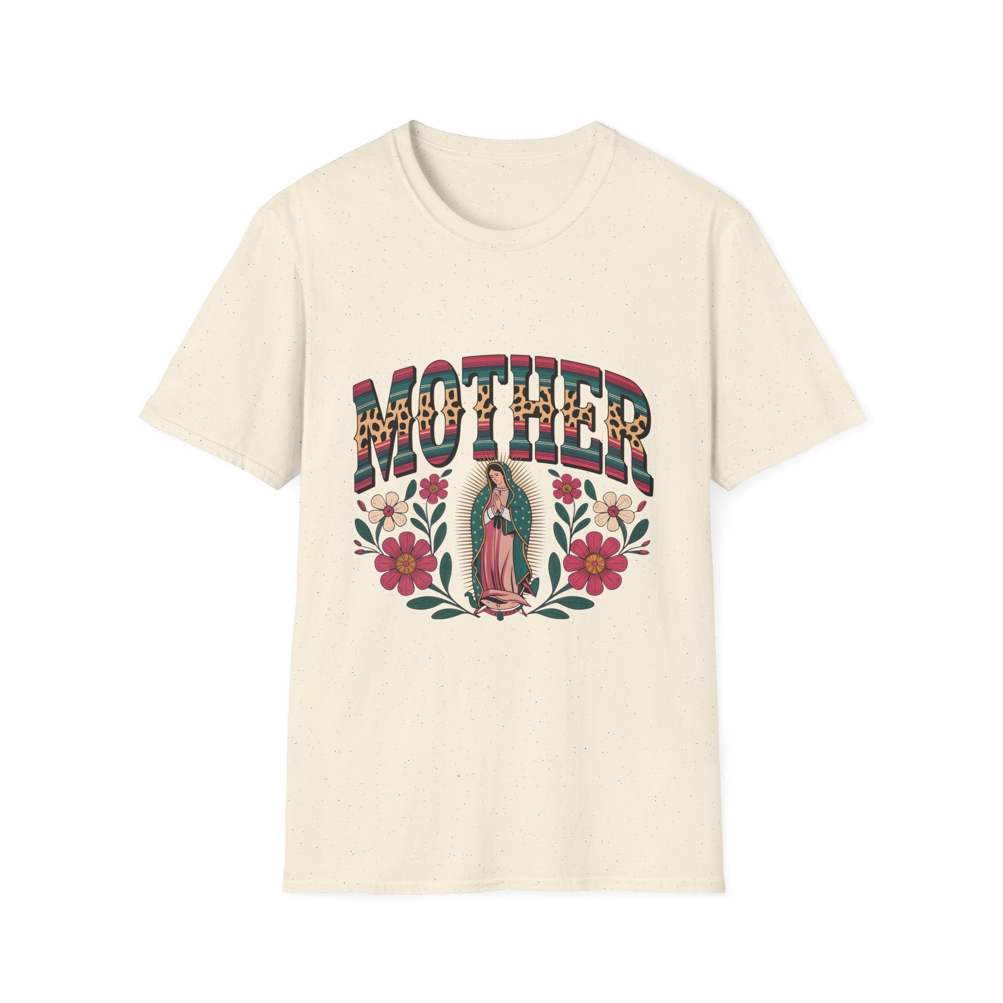 Mother Virgin Mary Floral T-Shirt — Religious Mom Gift for Mother’s Day