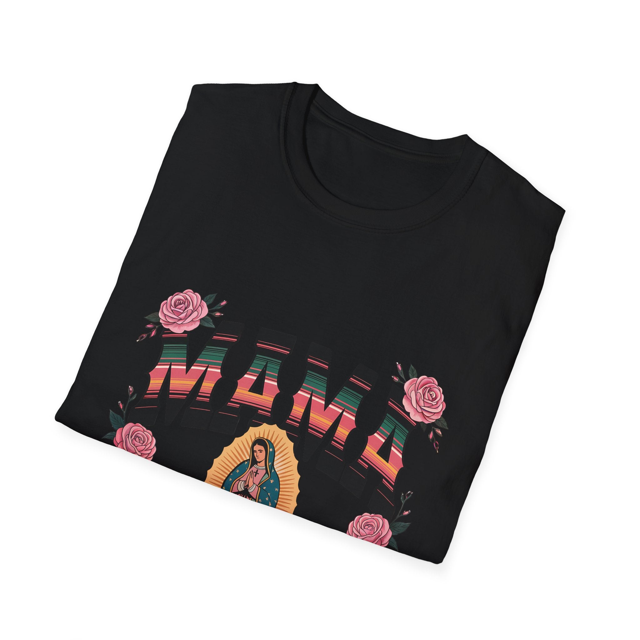Mama Virgen de Guadalupe T-Shirt — Floral Rosary Mother's Day Tee