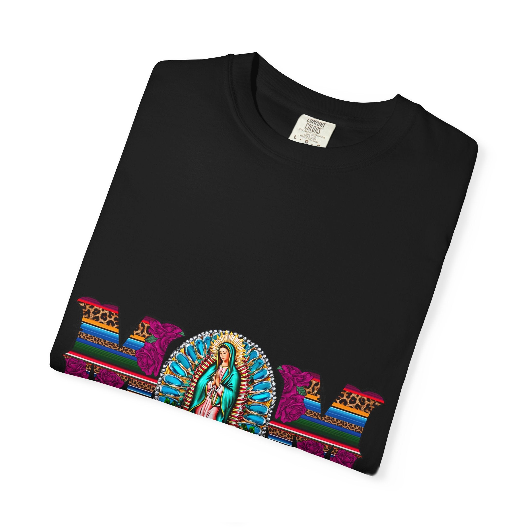 Mom T‑Shirt with Virgen de Guadalupe Floral Serape Design — Mother’s Day Gift