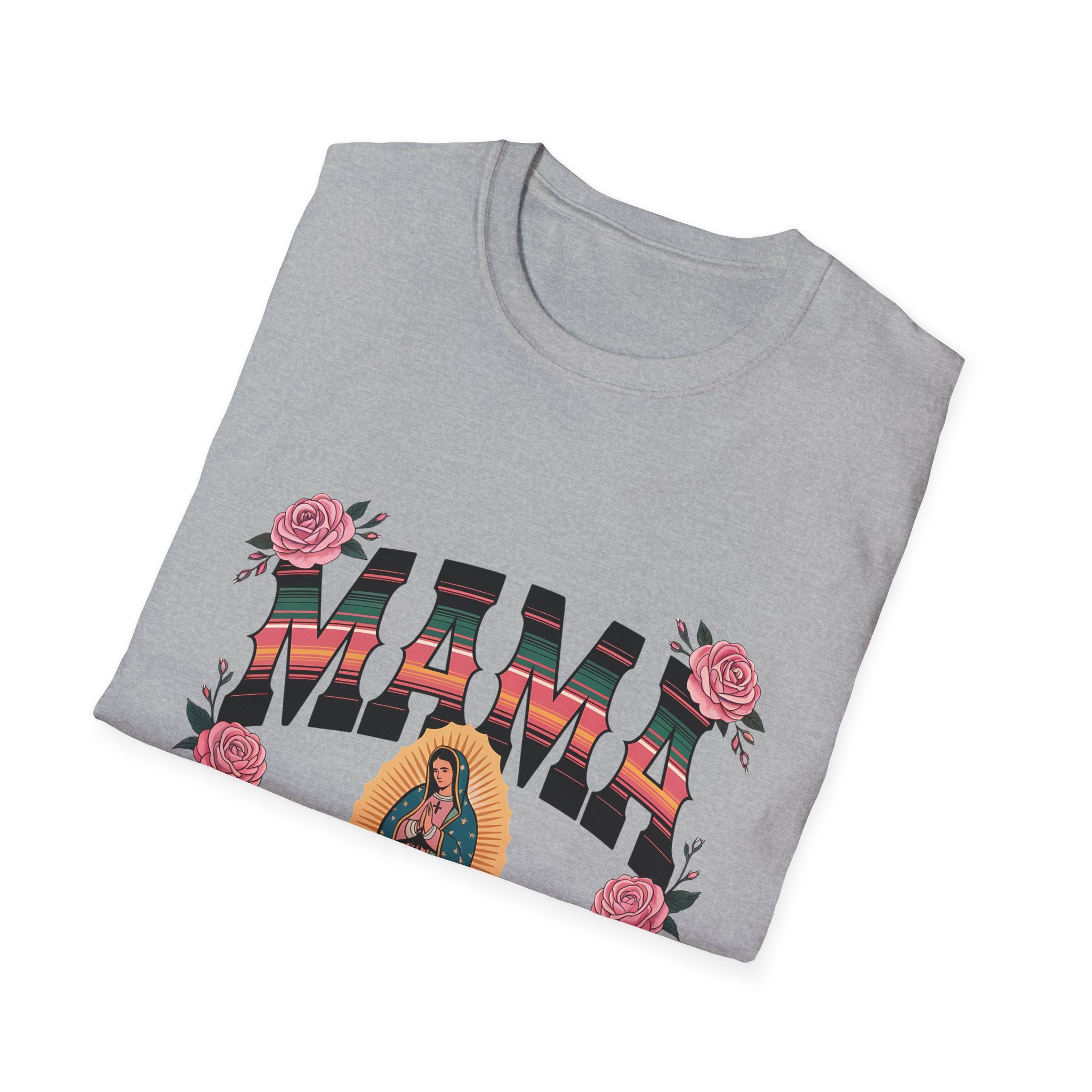 Mama Virgen de Guadalupe T-Shirt — Floral Rosary Mother's Day Tee