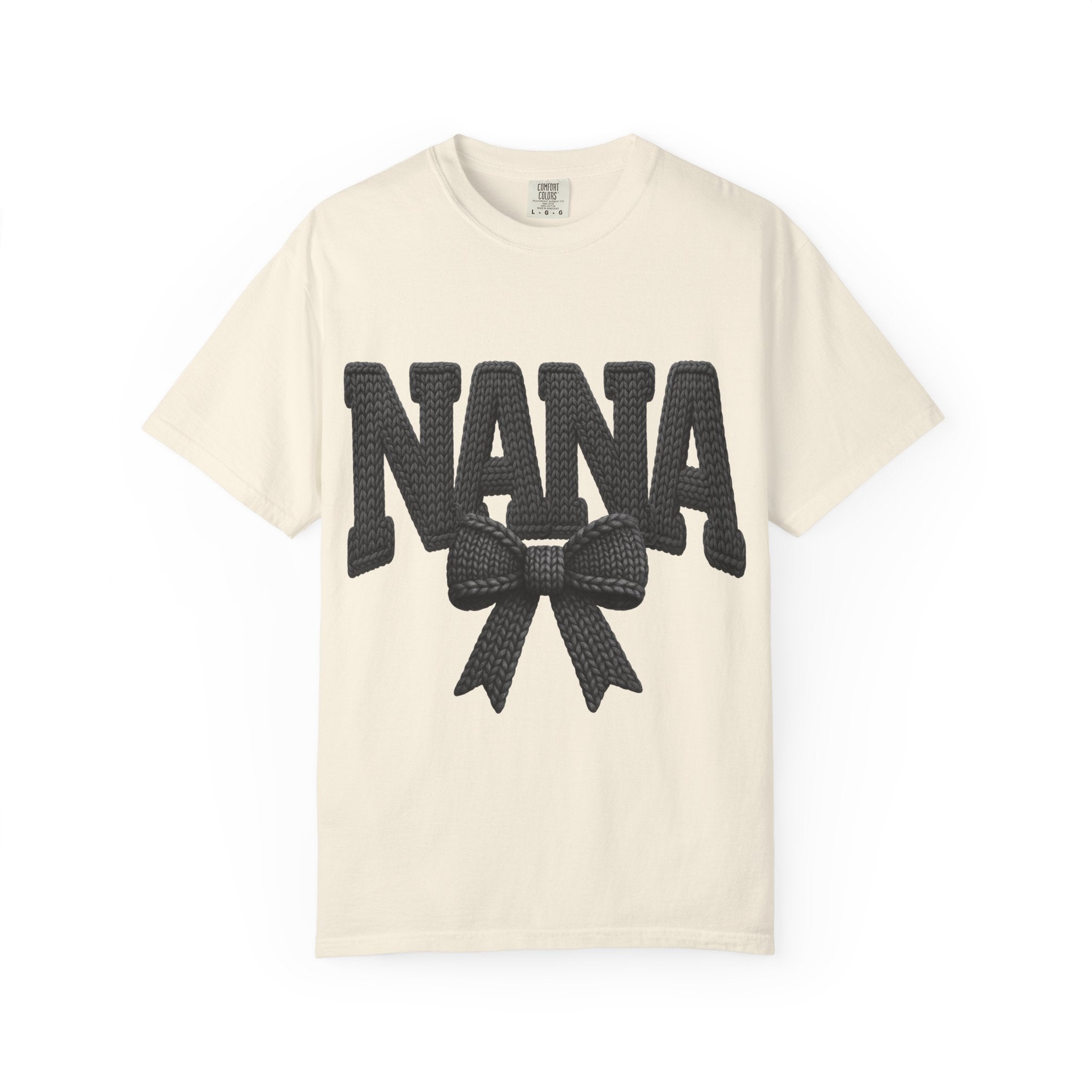 Nana Bow T-Shirt — Vintage Knit Lettering Grandma Gift