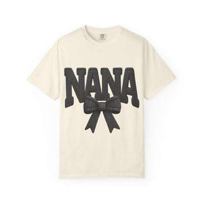 Nana Bow T-Shirt — Vintage Knit Lettering Grandma Gift