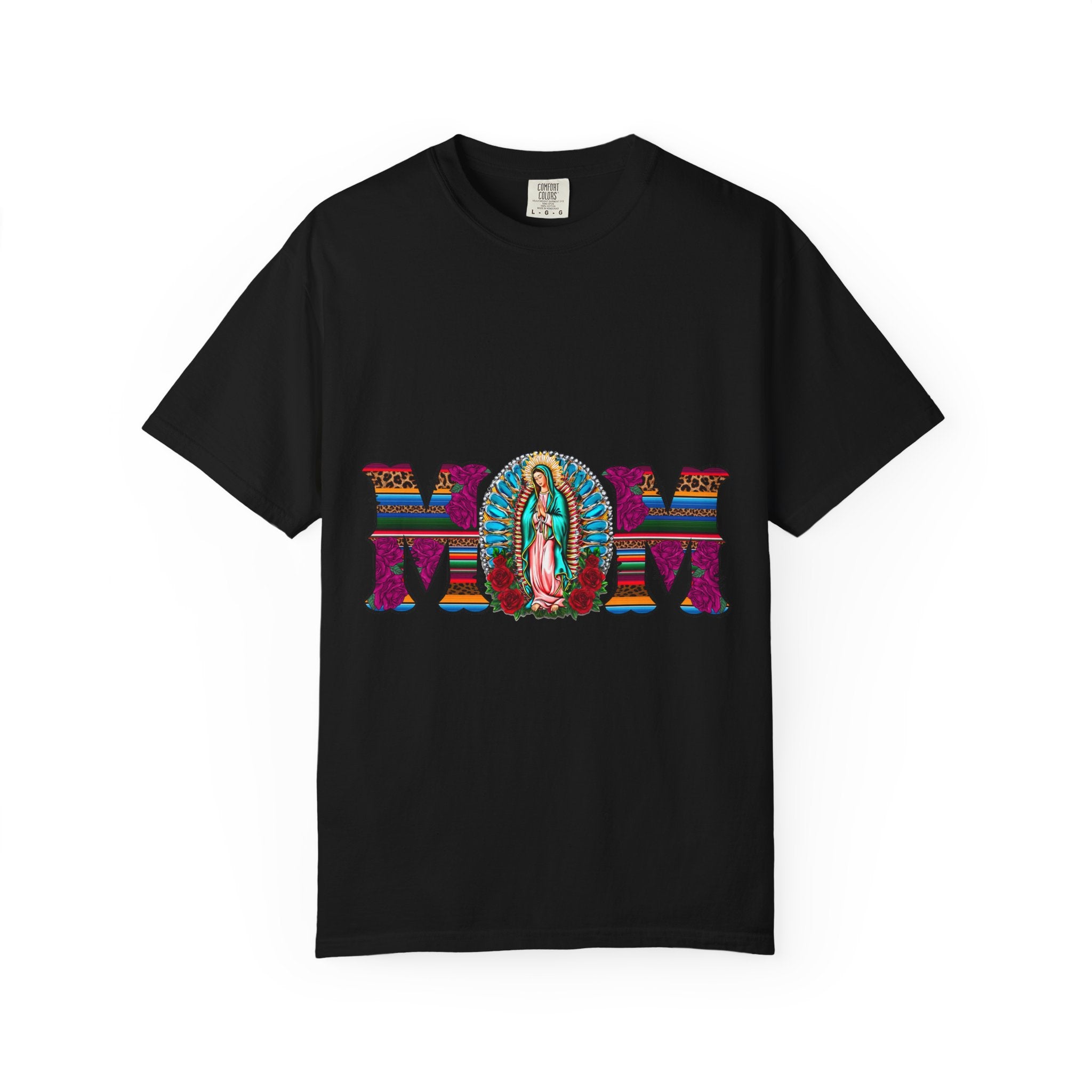 Mom T‑Shirt with Virgen de Guadalupe Floral Serape Design — Mother’s Day Gift