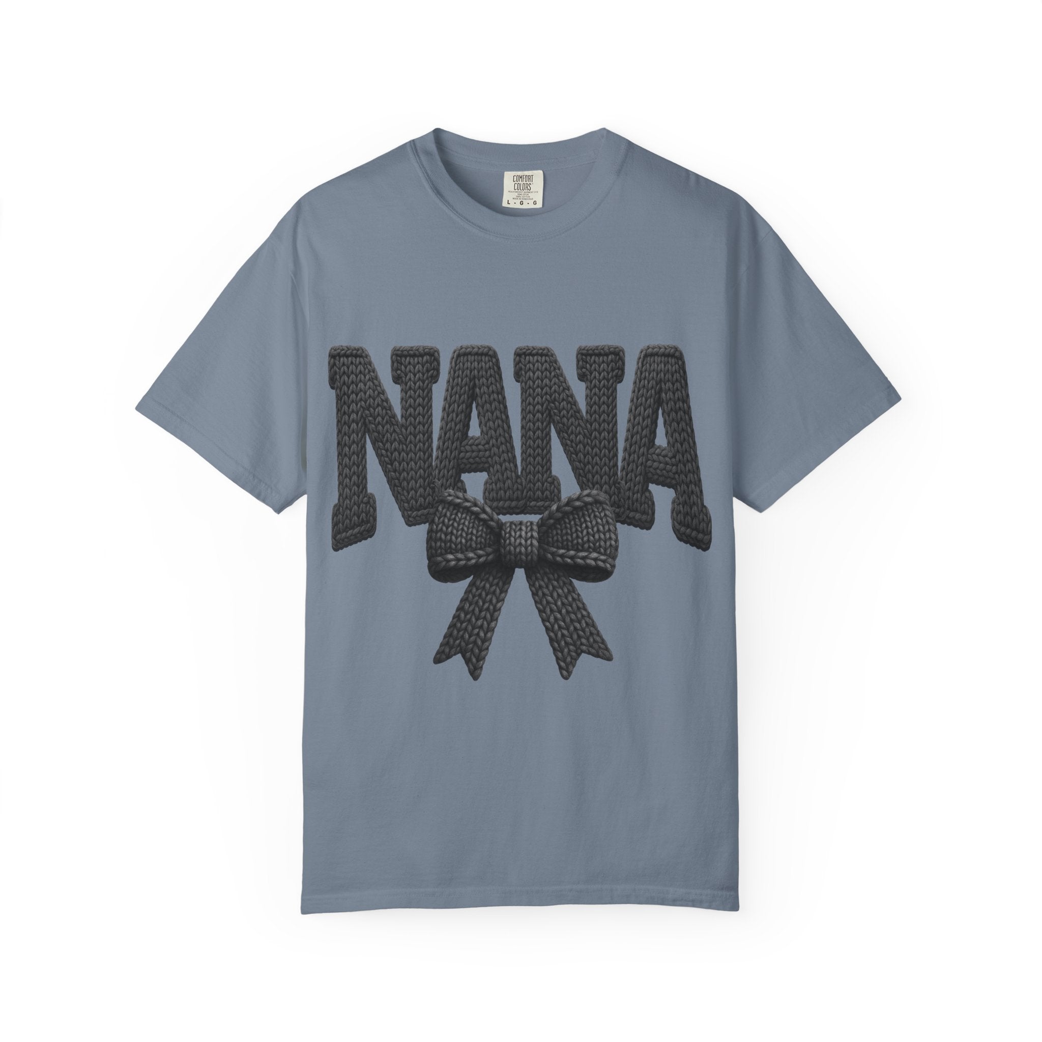 Nana Bow T-Shirt — Vintage Knit Lettering Grandma Gift