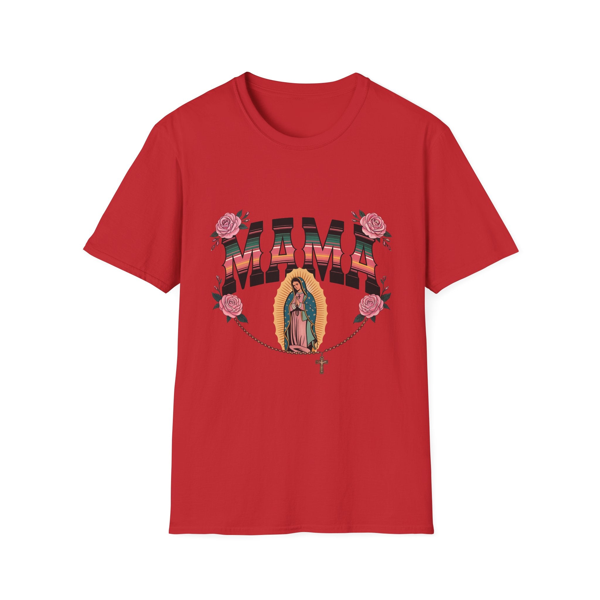 Mama Virgen de Guadalupe T-Shirt — Floral Rosary Mother's Day Tee