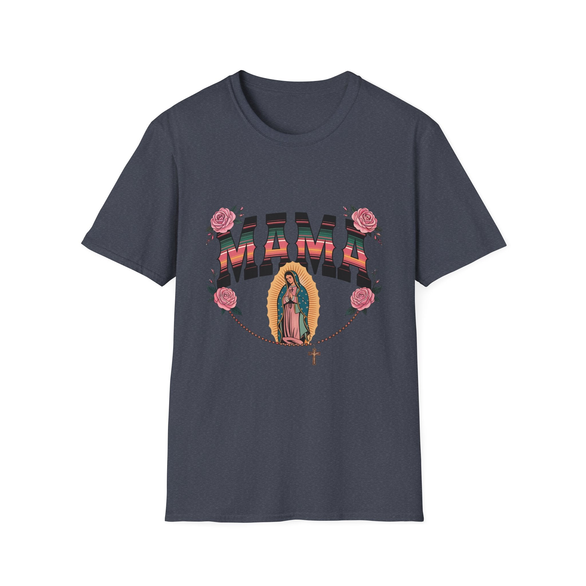 Mama Virgen de Guadalupe T-Shirt — Floral Rosary Mother's Day Tee