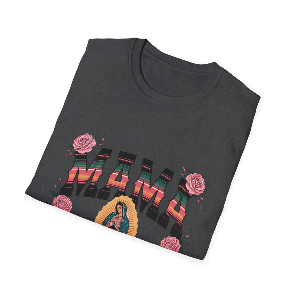 Mama Virgen de Guadalupe T-Shirt — Floral Rosary Mother's Day Tee