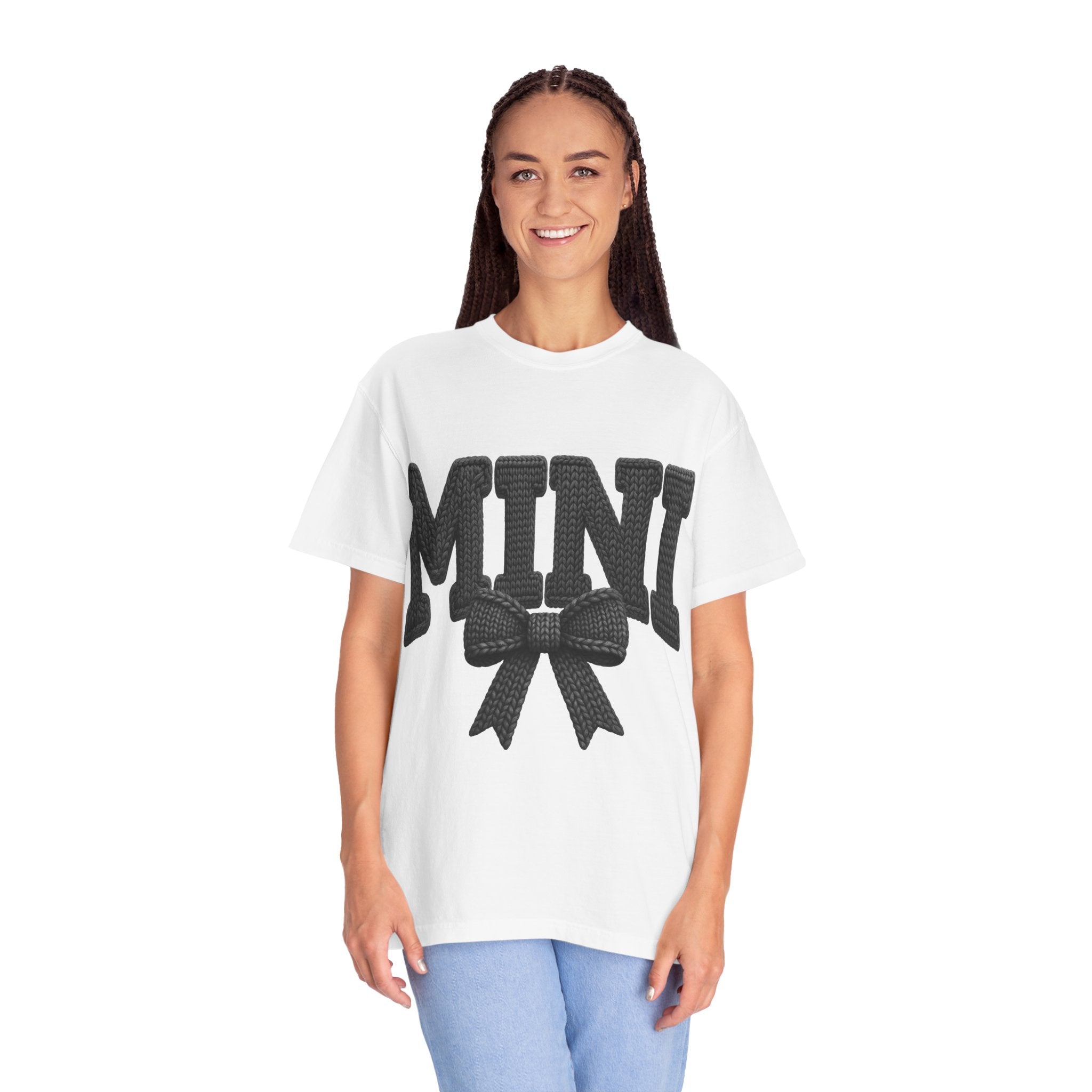Mini Bow T-Shirt — Cute Graphic Tee with Knit Bow Design