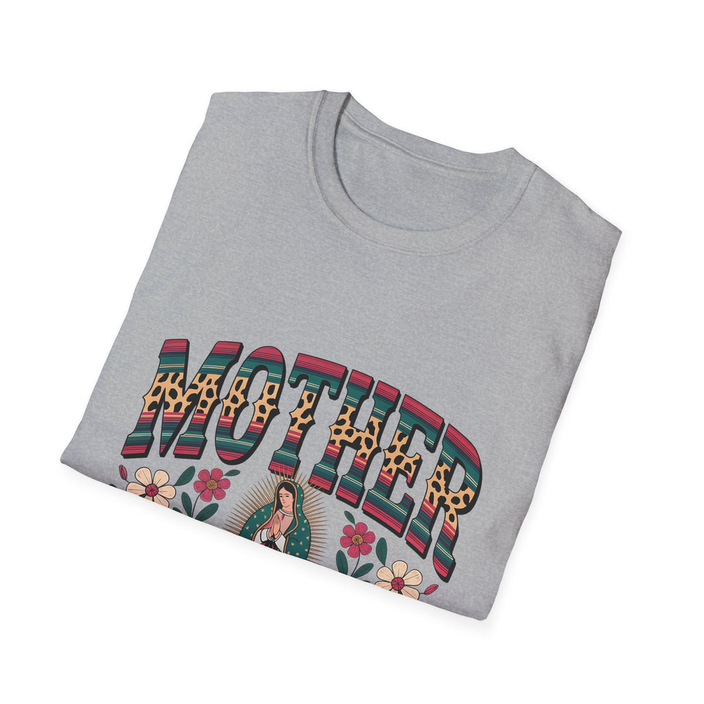 Mother Virgin Mary Floral T-Shirt — Religious Mom Gift for Mother’s Day