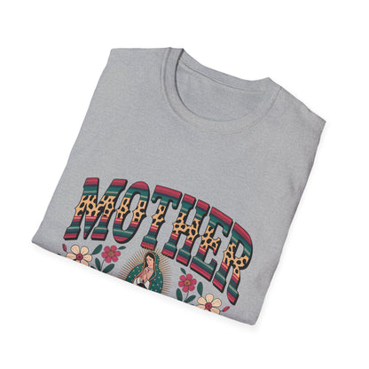 Mother Virgin Mary Floral T-Shirt — Religious Mom Gift for Mother’s Day
