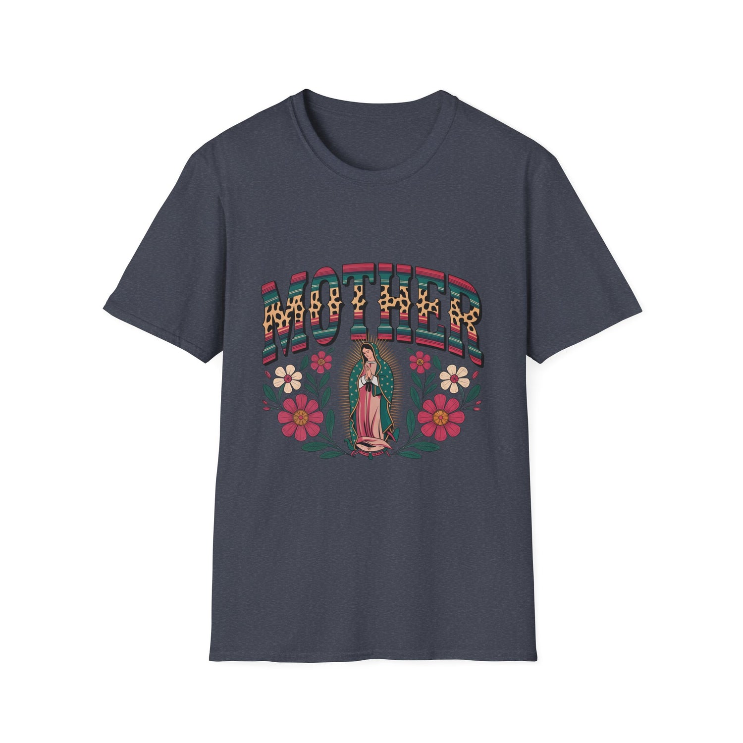 Mother Virgin Mary Floral T-Shirt — Religious Mom Gift for Mother’s Day