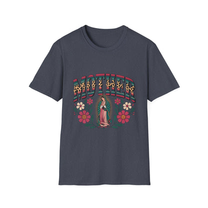 Mother Virgin Mary Floral T-Shirt — Religious Mom Gift for Mother’s Day