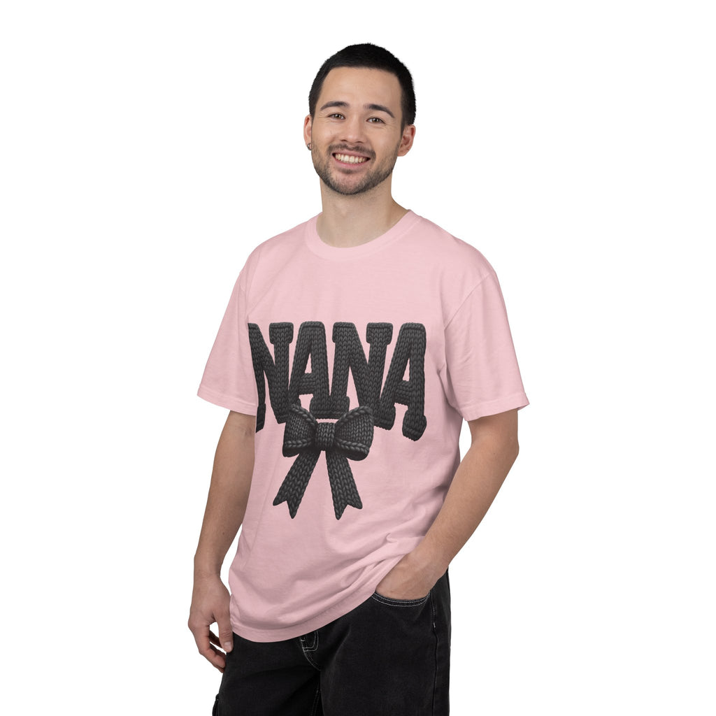 Nana Bow T-Shirt — Vintage Knit Lettering Grandma Gift