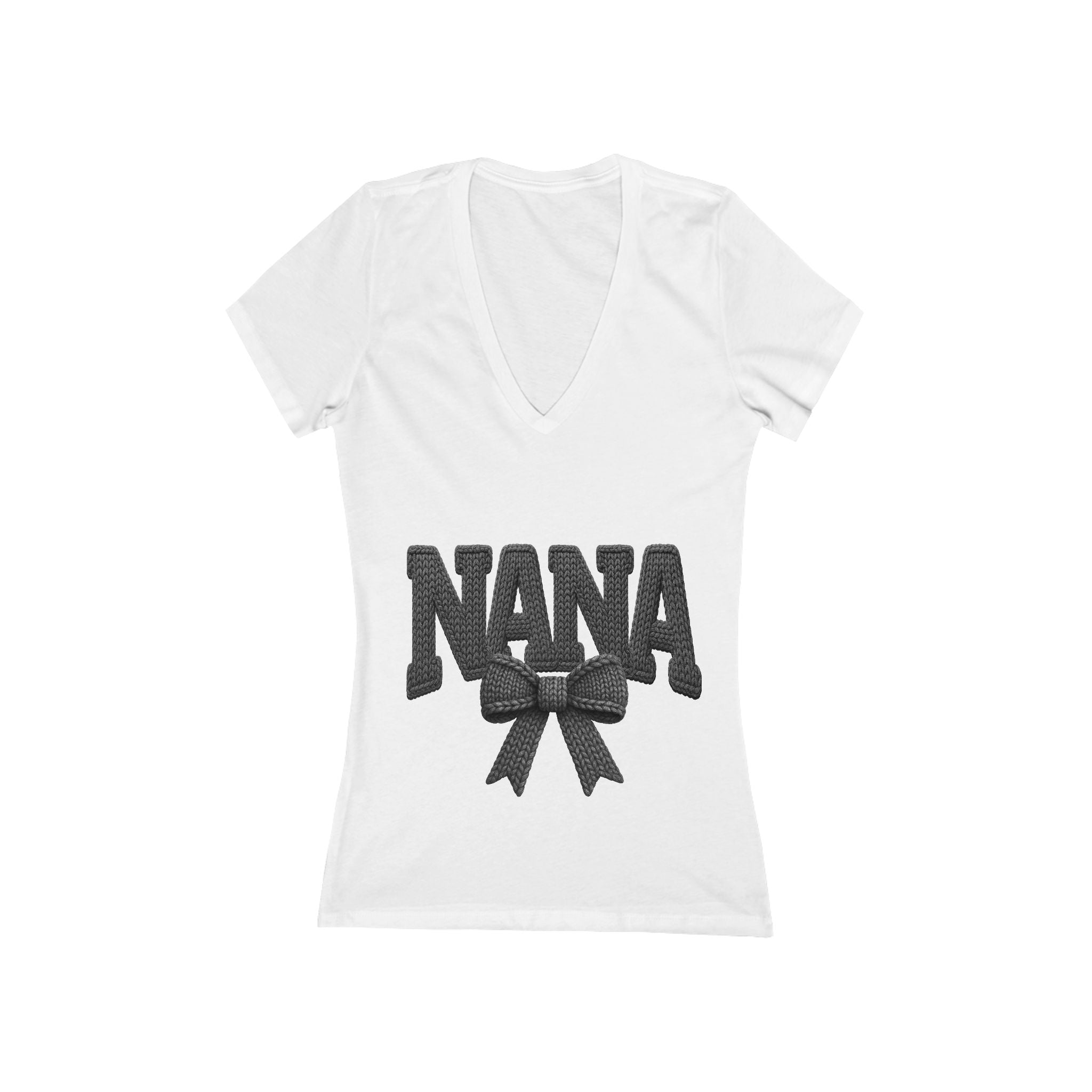 Nana Bow V‑Neck Tee — Cozy Grandma Gift T‑Shirt