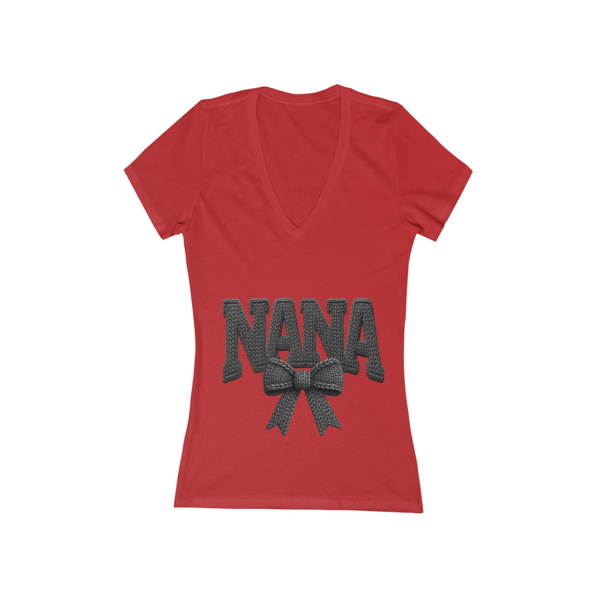 Nana Bow V‑Neck Tee — Cozy Grandma Gift T‑Shirt