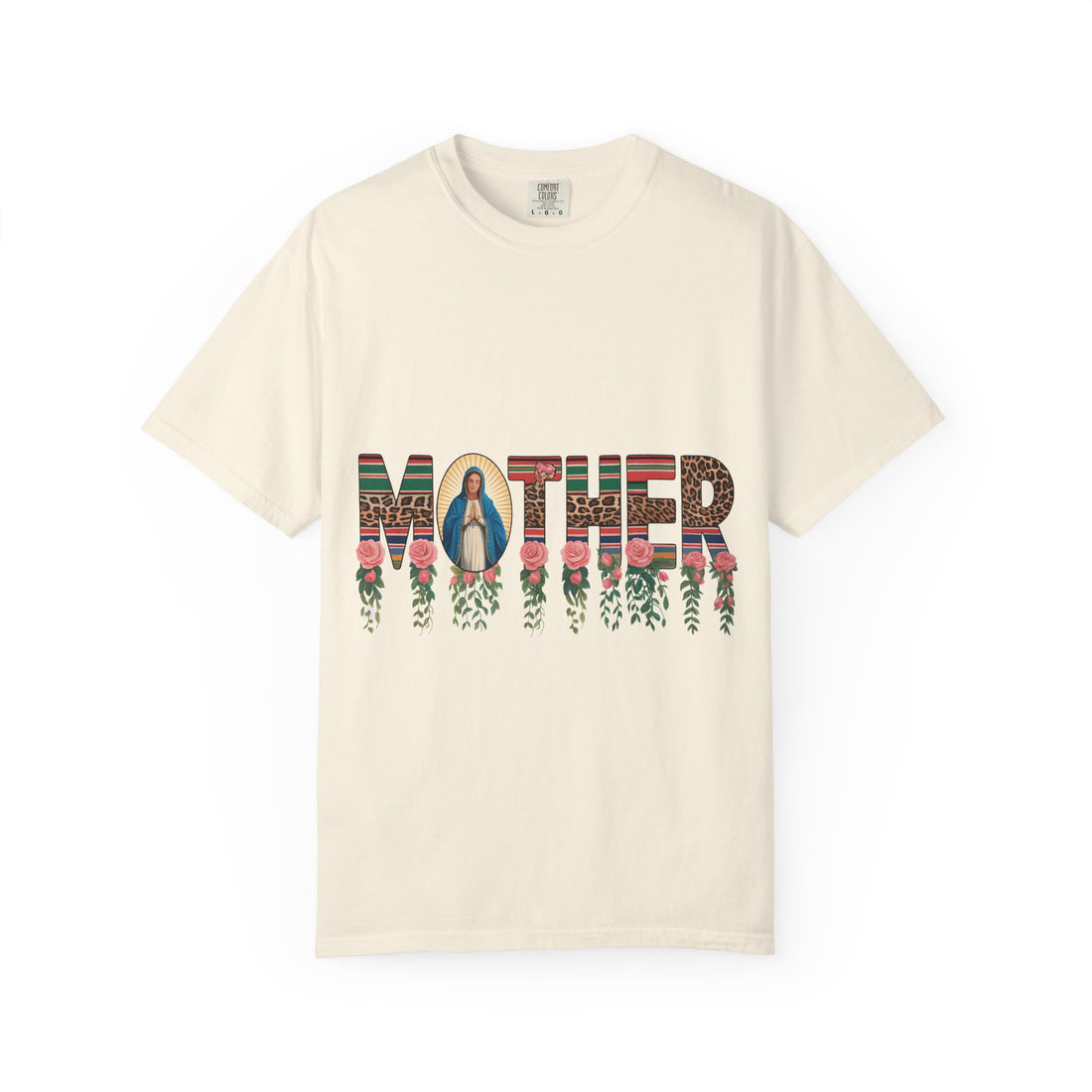 Mother Floral Graphic T‑Shirt — Virgen de Guadalupe Inspired