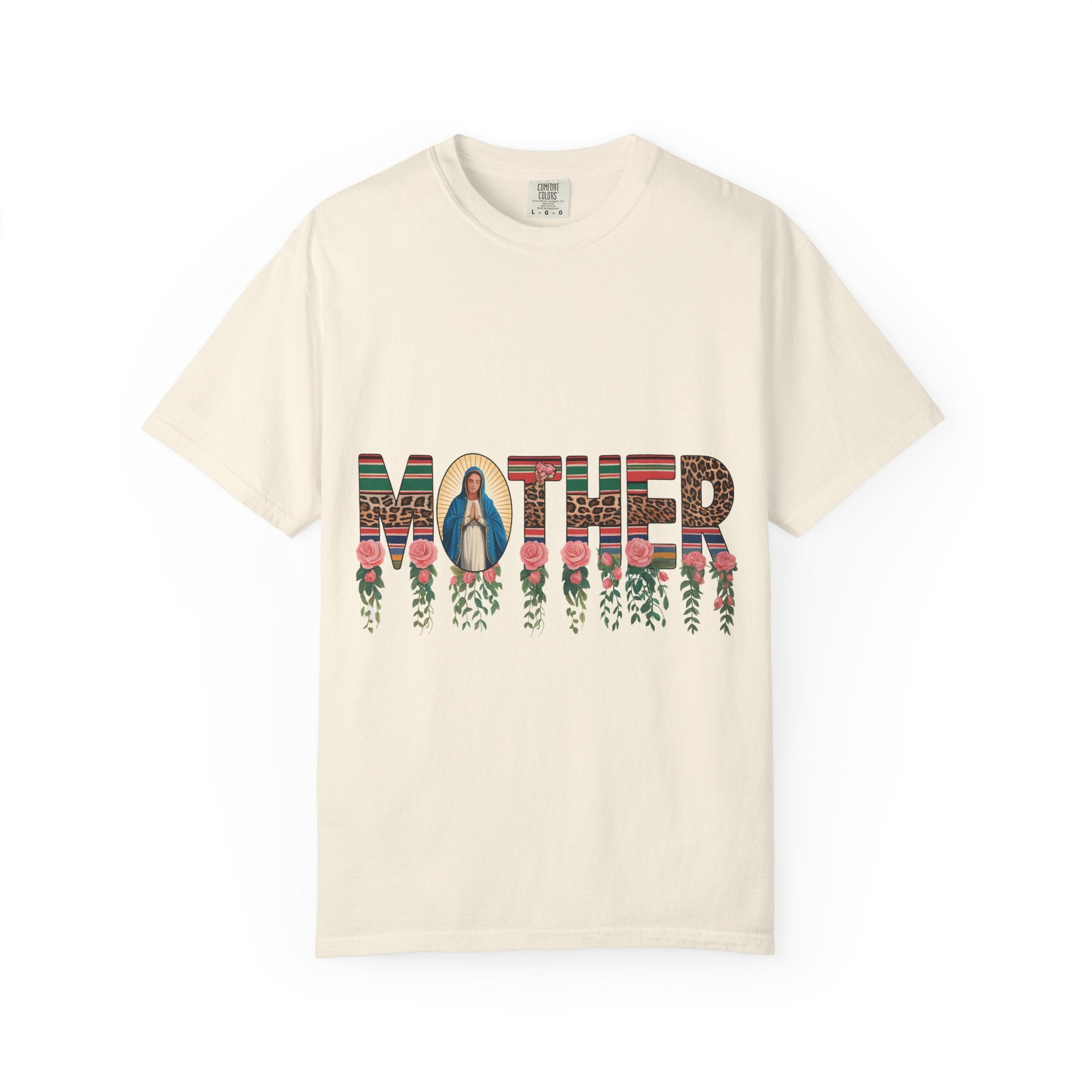 Mother Floral Graphic T‑Shirt — Virgen de Guadalupe Inspired