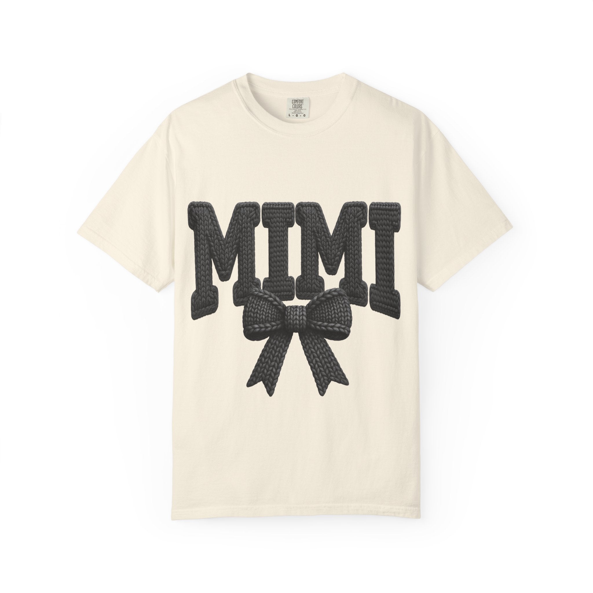 Mimi Bow T‑Shirt — Retro Varsity Lettering with Ribbon