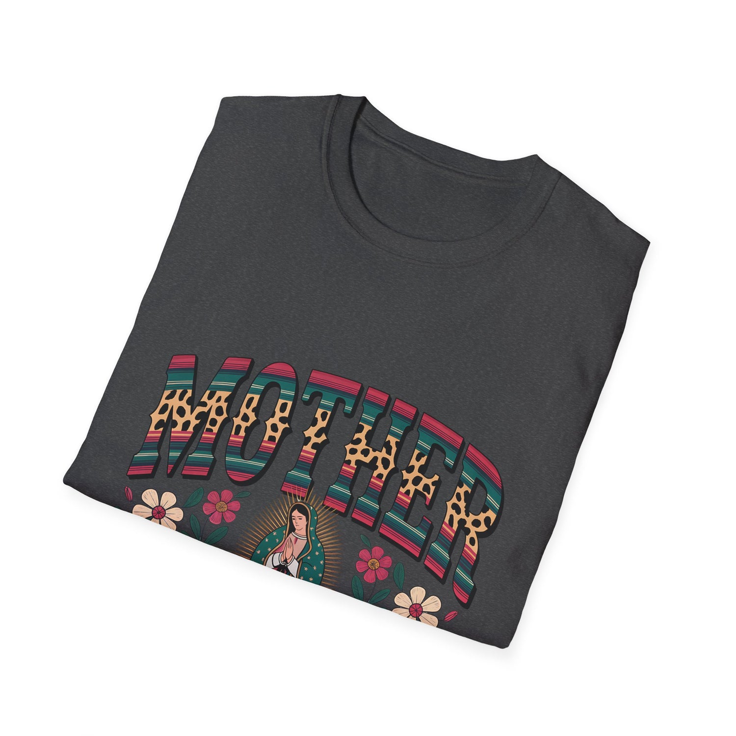 Mother Virgin Mary Floral T-Shirt — Religious Mom Gift for Mother’s Day